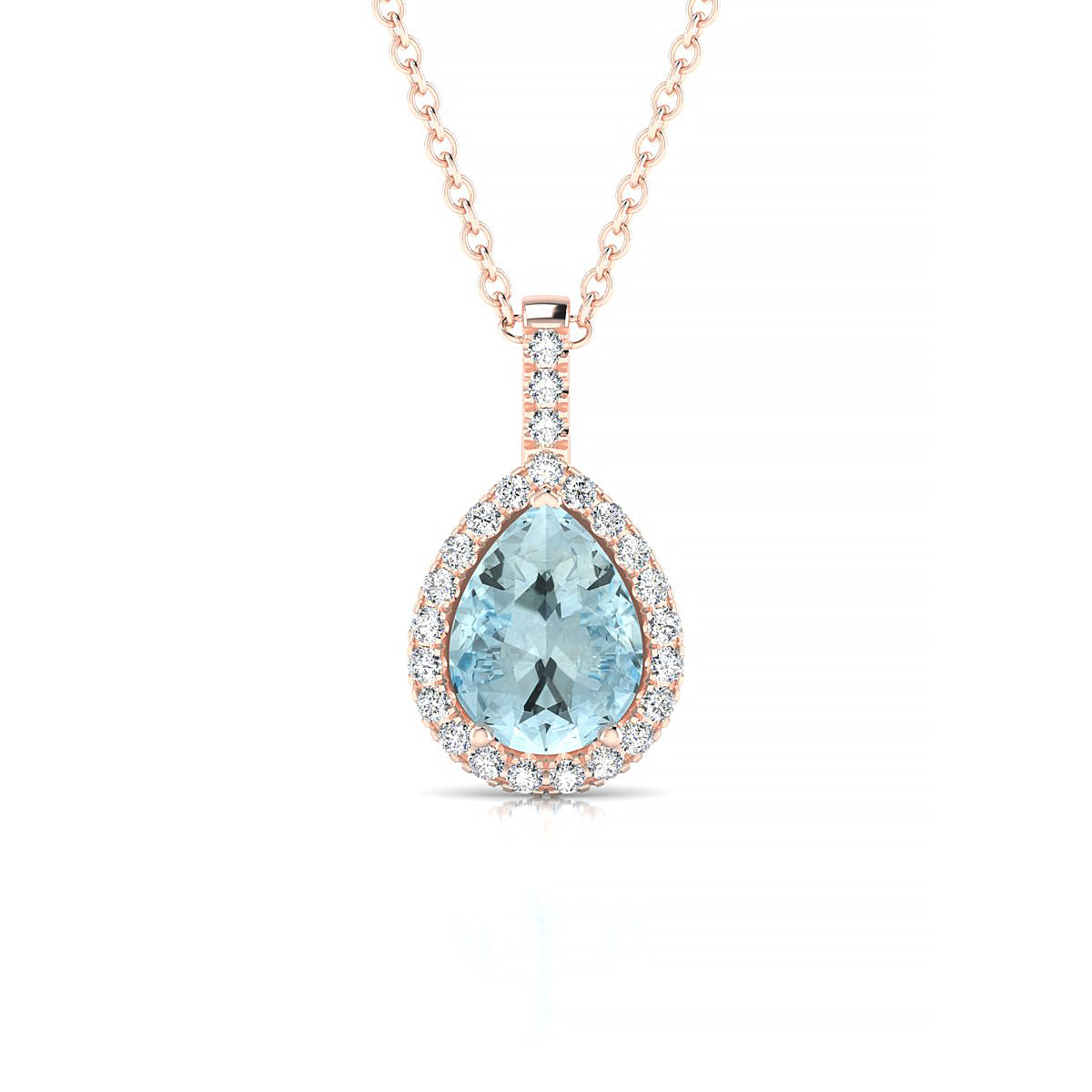 Sunrise | 18k Rose Gold 8 x 6 mm Pear Aquamarine Pendant