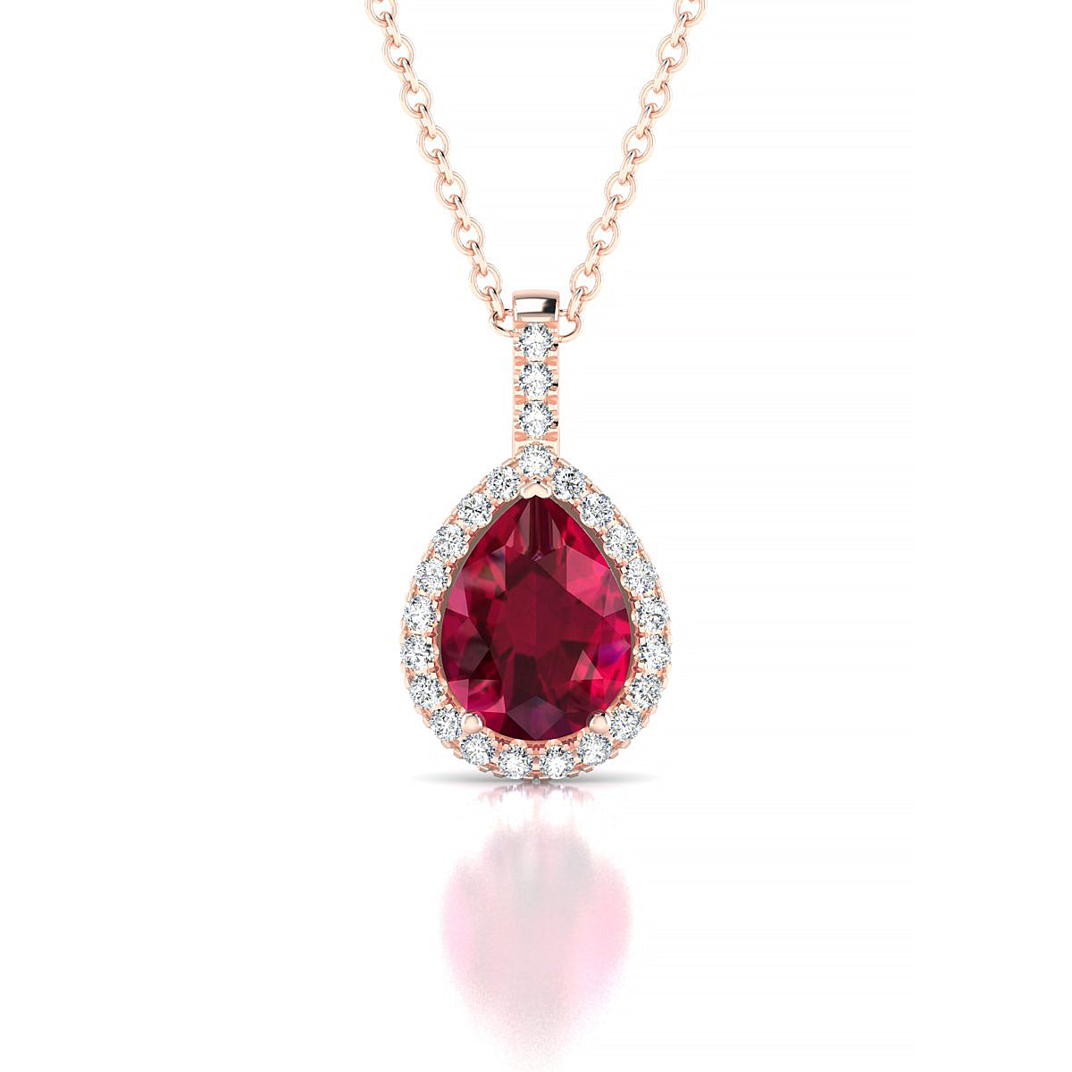 Sunrise | 18k Rose Gold 8 x 6 mm Pear Ruby Pendant