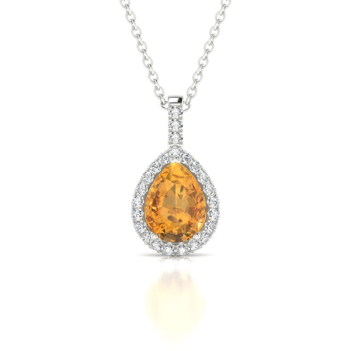 Sunrise | 18k White Gold 8 x 6 mm Pear Citrine Pendant