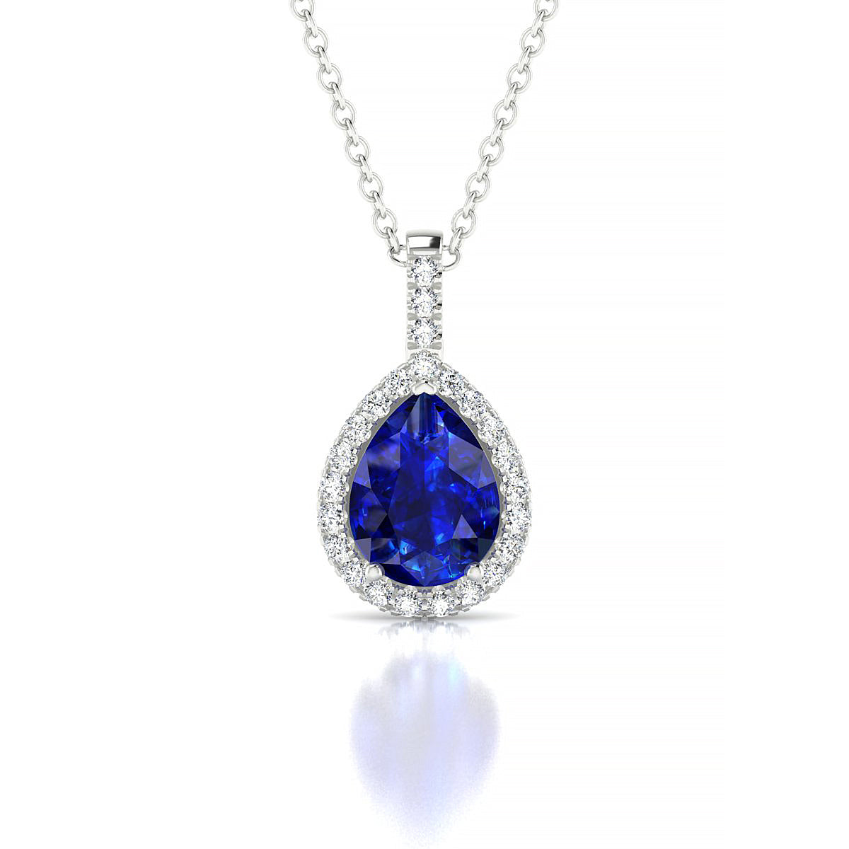 Sunrise | 18k White Gold 8 x 6 mm Pear Sapphire Pendant