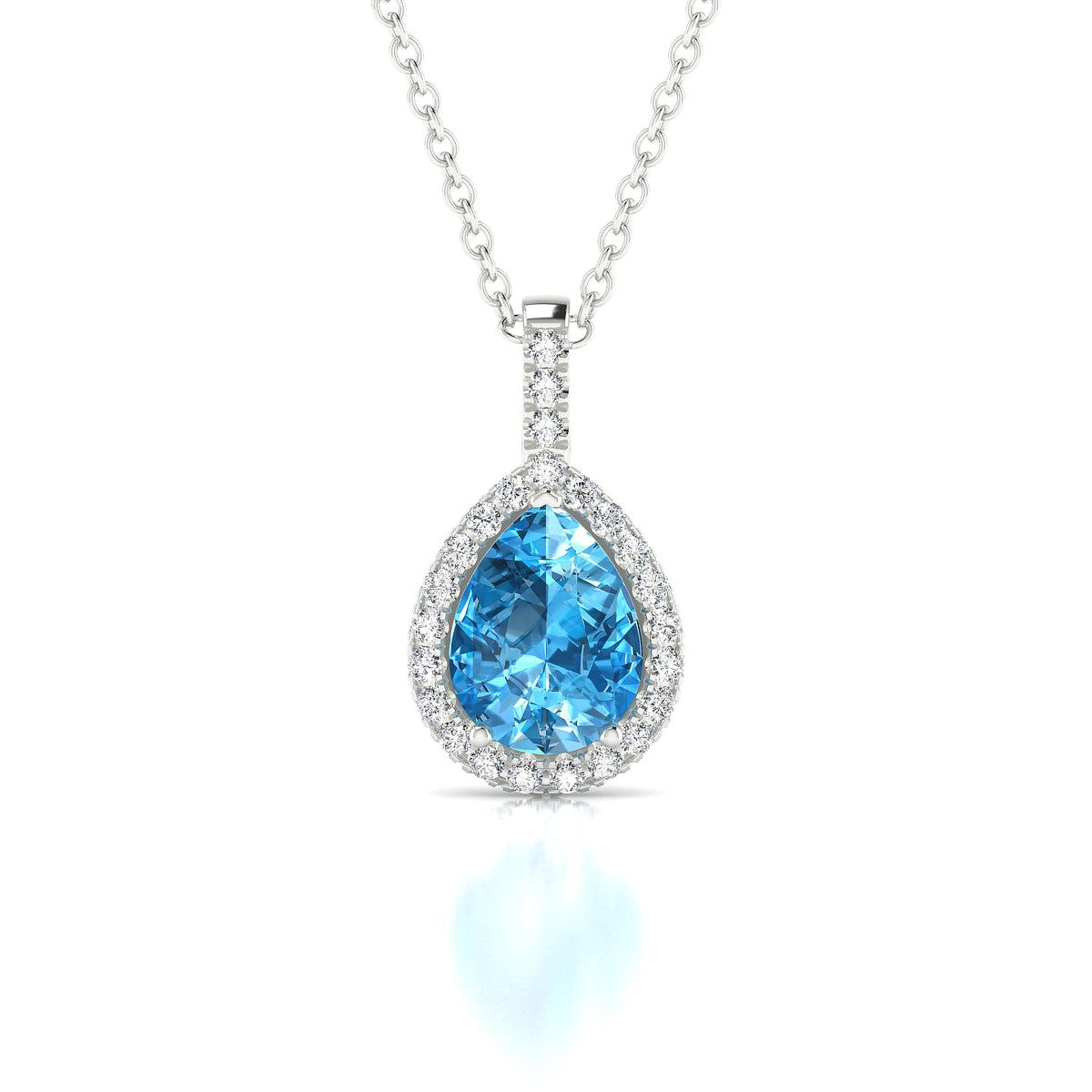 Sunrise | 18k White Gold 8 x 6 mm Pear Topaz Pendant
