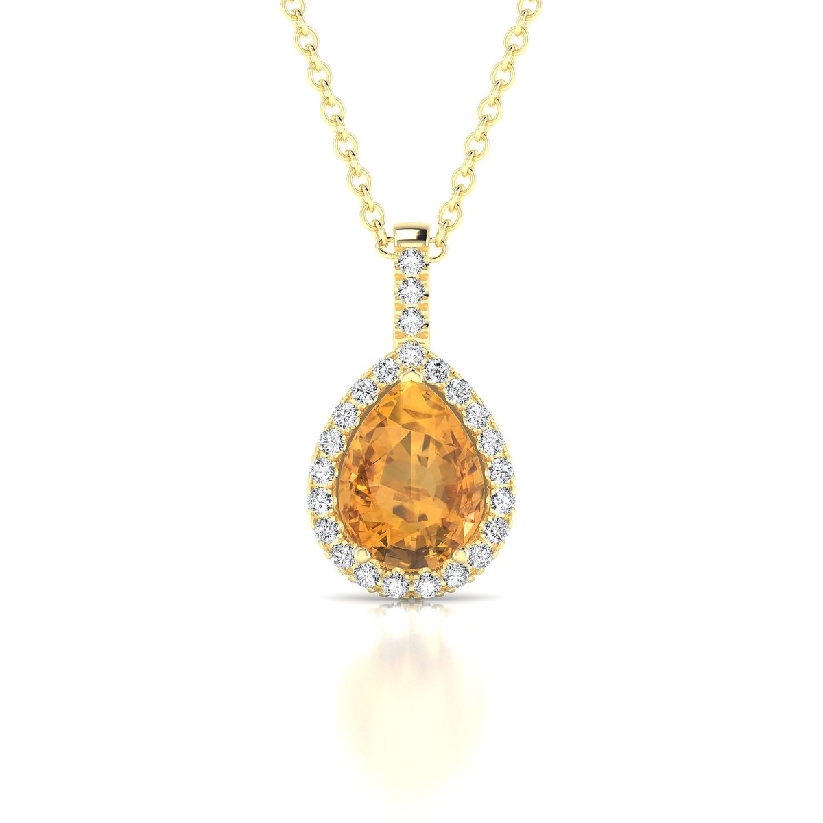 Sunrise | 18k Yellow Gold 8 x 6 mm Pear Citrine Pendant