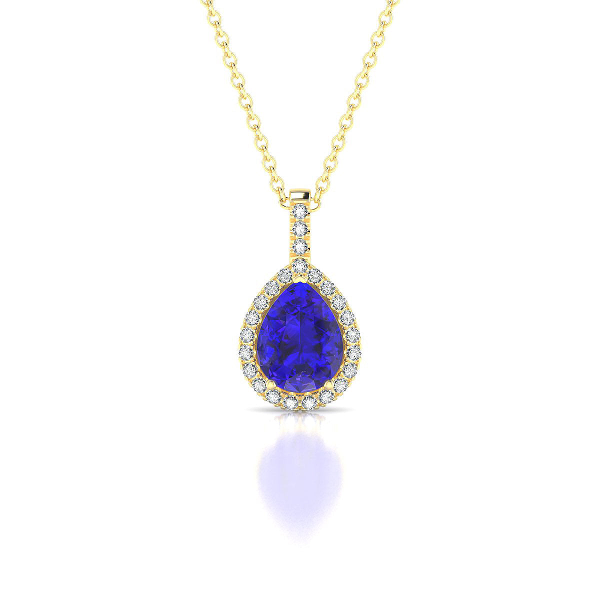Sunrise | 18k Yellow Gold 8 x 6 mm Pear Tanzanite Pendant