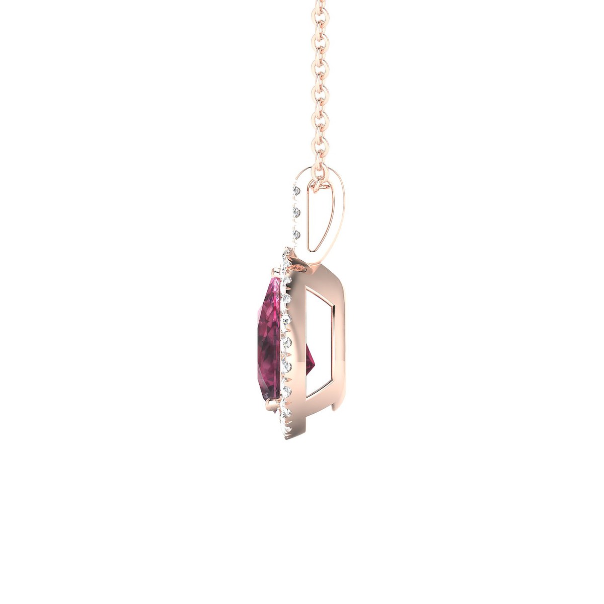 Sunrise | 18k Rose Gold 8 x 6 mm Pear Rhodolite Pendant