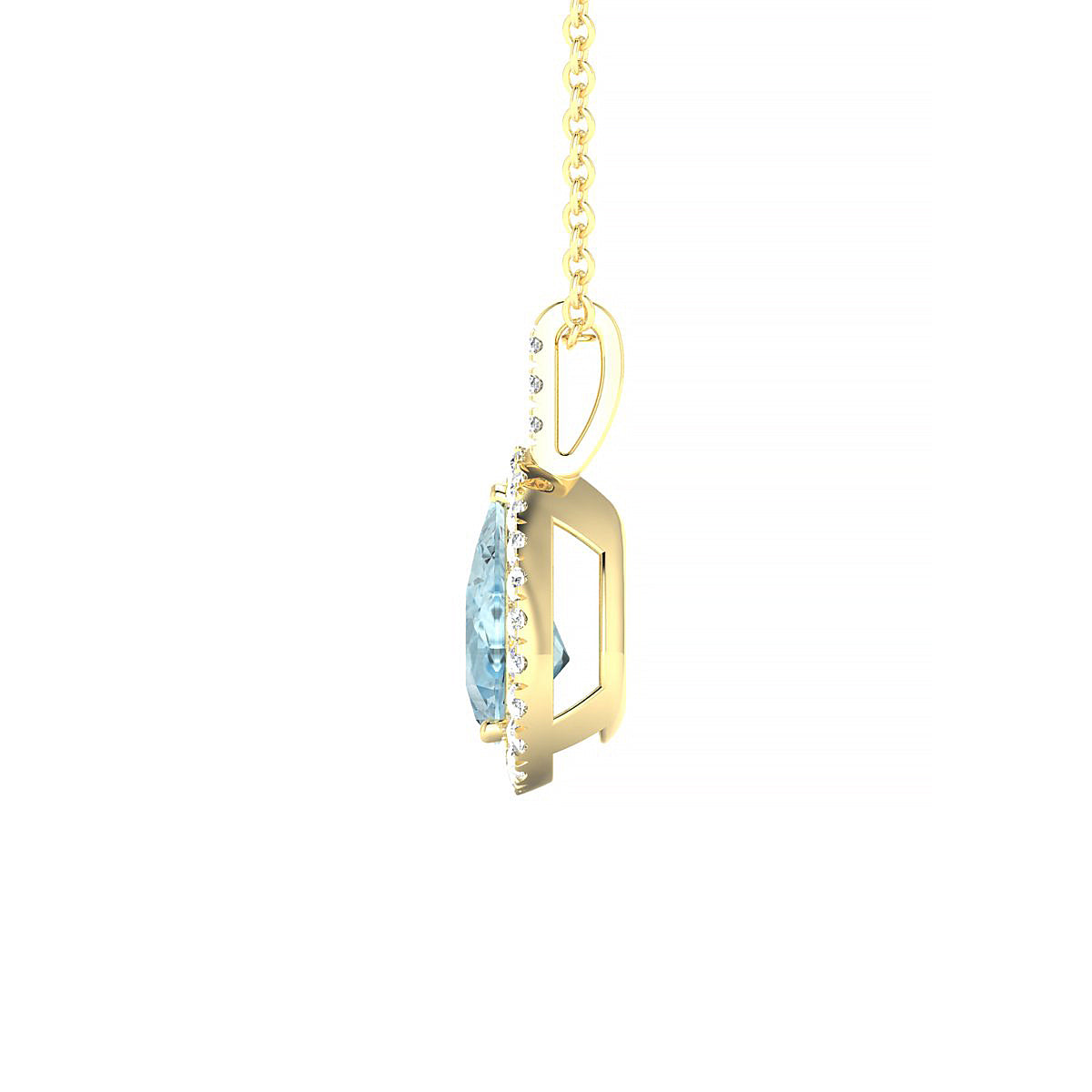 Sunrise | 18k Yellow Gold 8 x 6 mm Pear Aquamarine Pendant