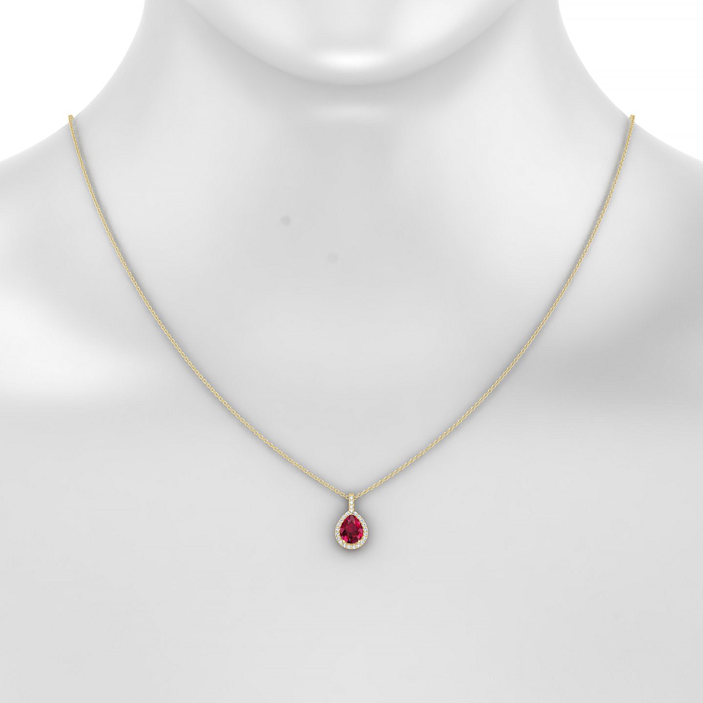 Sunrise | 18k Yellow Gold 8 x 6 mm Pear Ruby Pendant