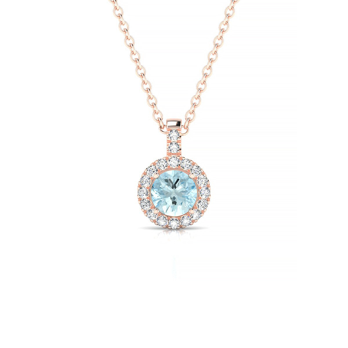 Sunrise | 18k Rose Gold 4.5 mm Round Aquamarine Pendant