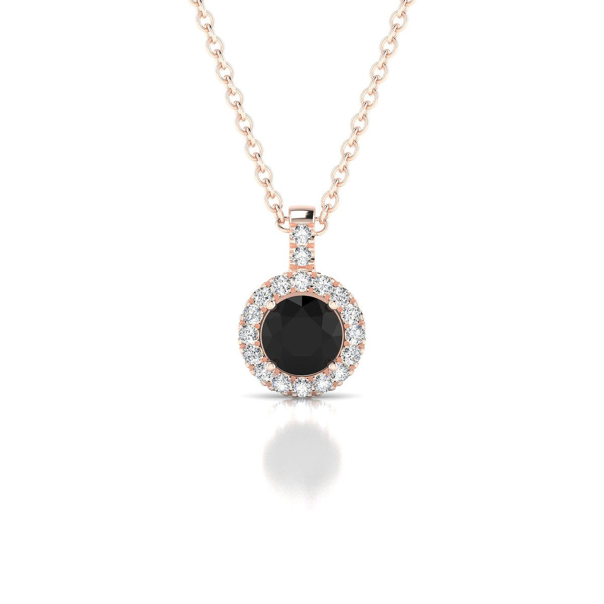 Sunrise | 18k Rose Gold 4.5 mm Round Black Diamond Pendant