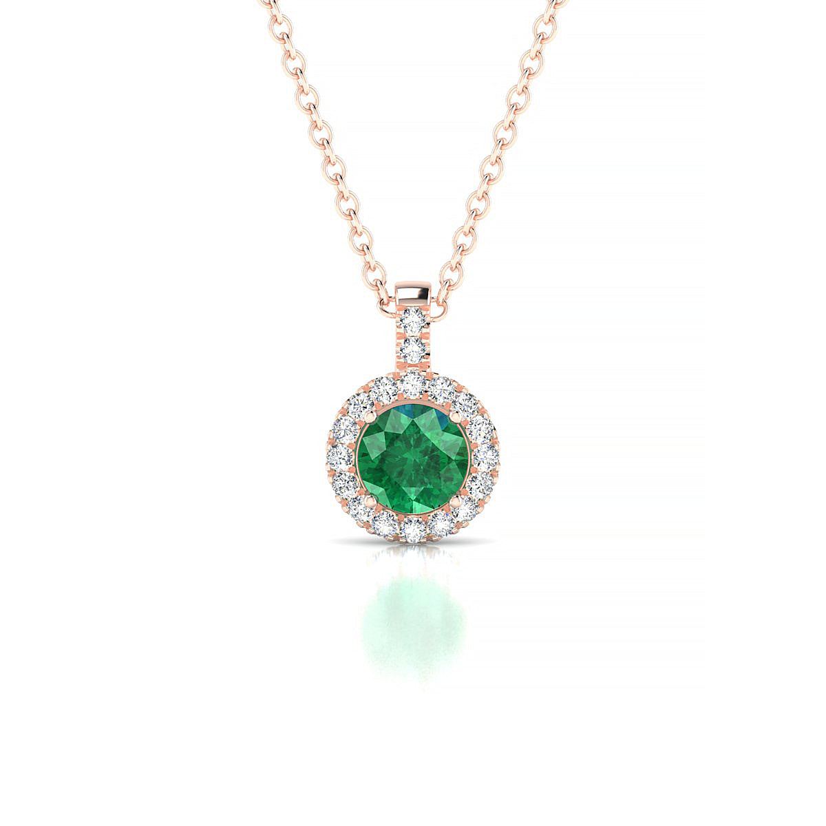 Sunrise | 18k Rose Gold 4.5 mm Round Emerald Pendant