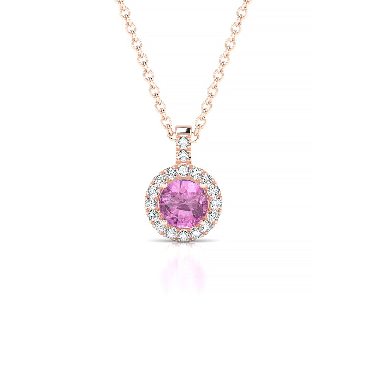 Sunrise | 18k Rose Gold 4.5 mm Round Pink Sapphire Pendant