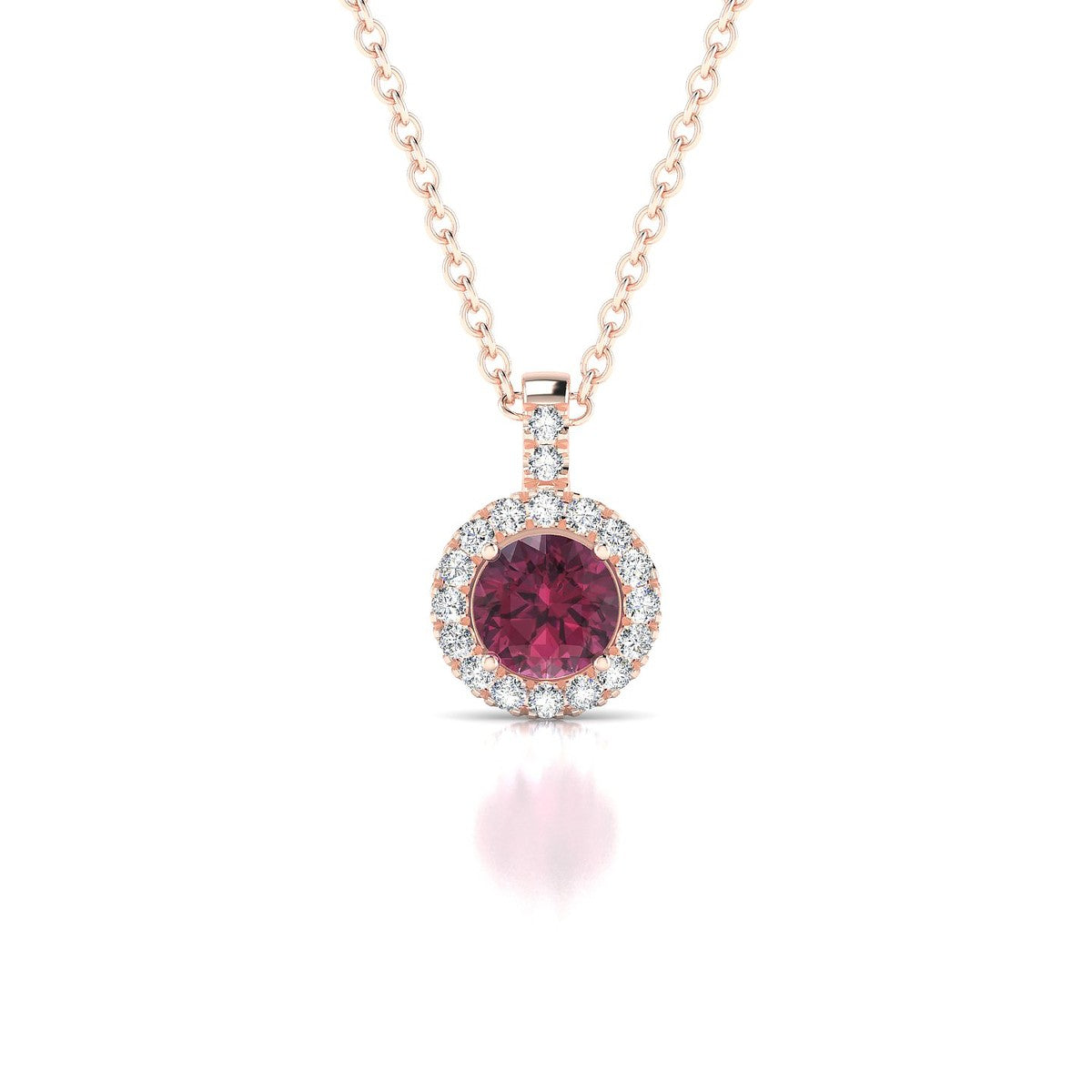 Sunrise | 18k Rose Gold 4.5 mm Round Rhodolite Pendant