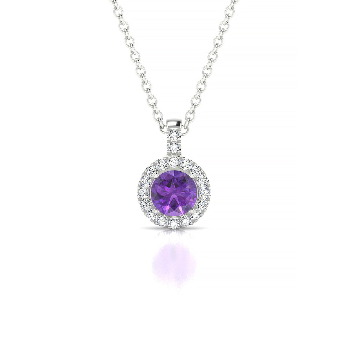Sunrise | 18k White Gold 4.5 mm Round Amethyst Pendant