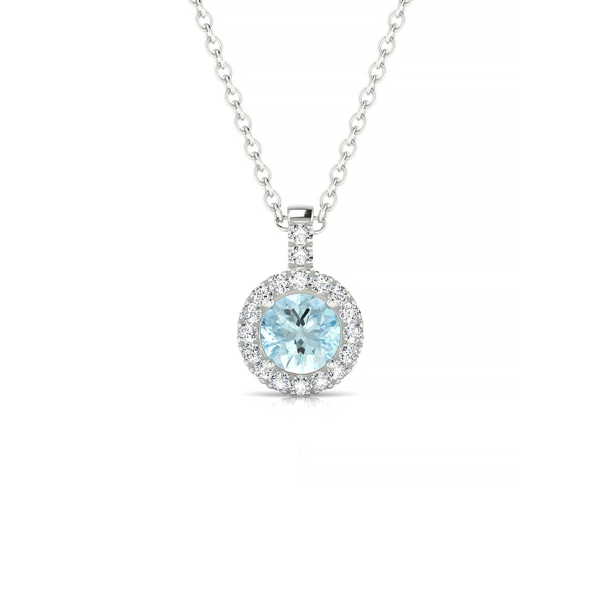 Sunrise | 18k White Gold 4.5 mm Round Aquamarine Pendant