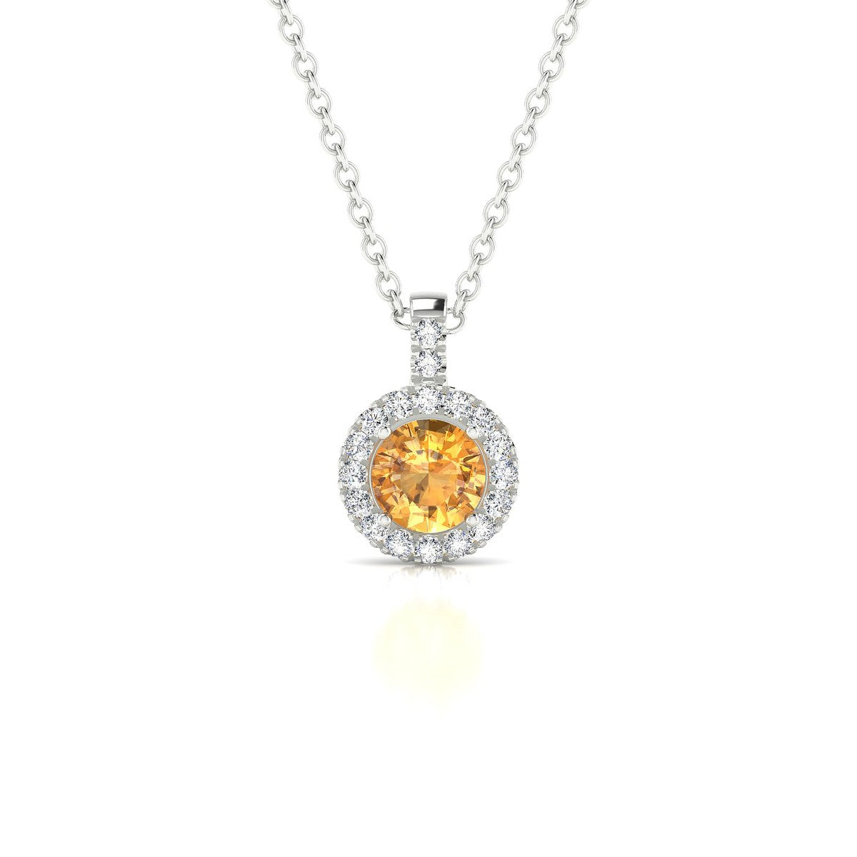 Sunrise | 18k White Gold 4.5 mm Round Citrine Pendant
