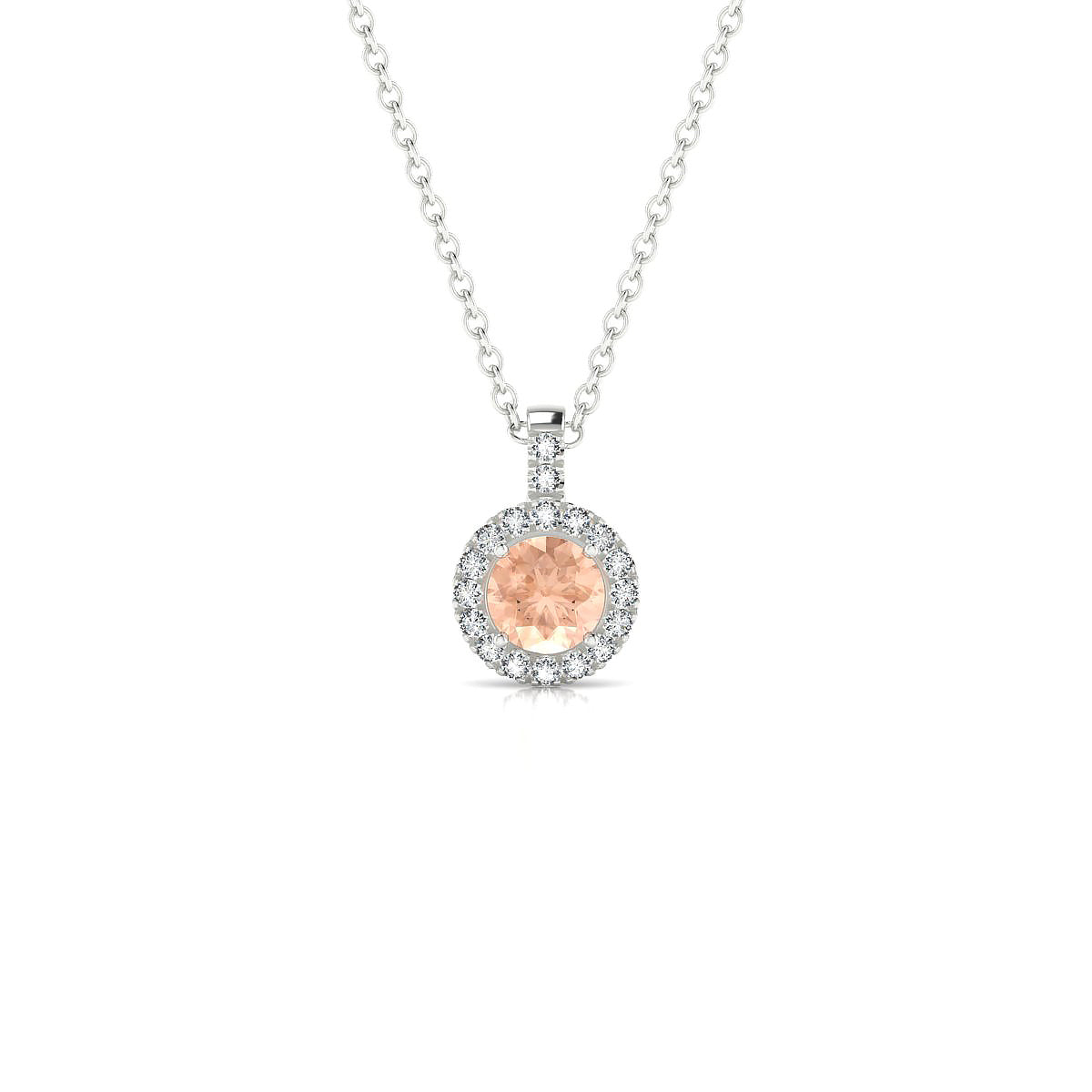 Sunrise | 18k White Gold 4.5 mm Round Morganite Pendant