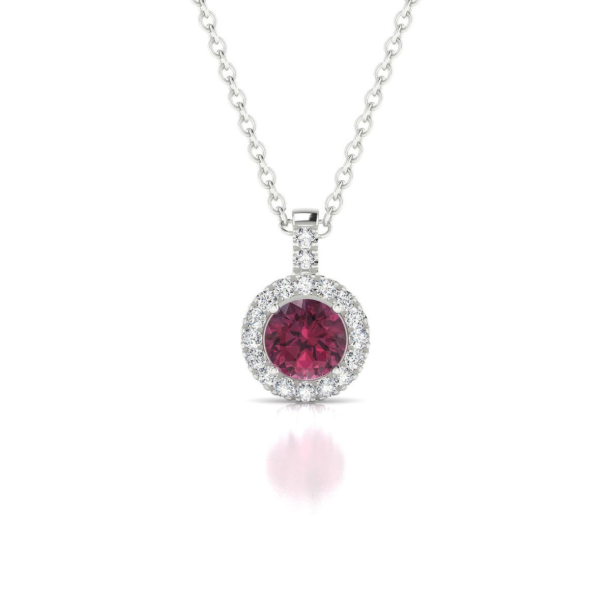 Sunrise | 18k White Gold 4.5 mm Round Rhodolite Pendant