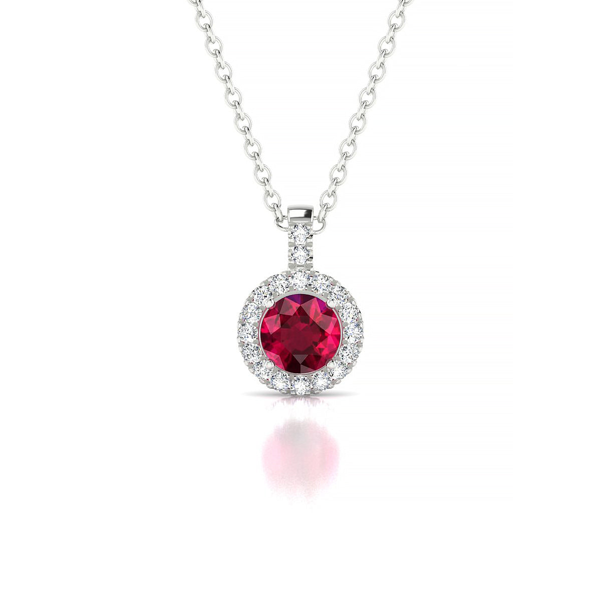 Sunrise | 18k White Gold 4.5 mm Round Ruby Pendant