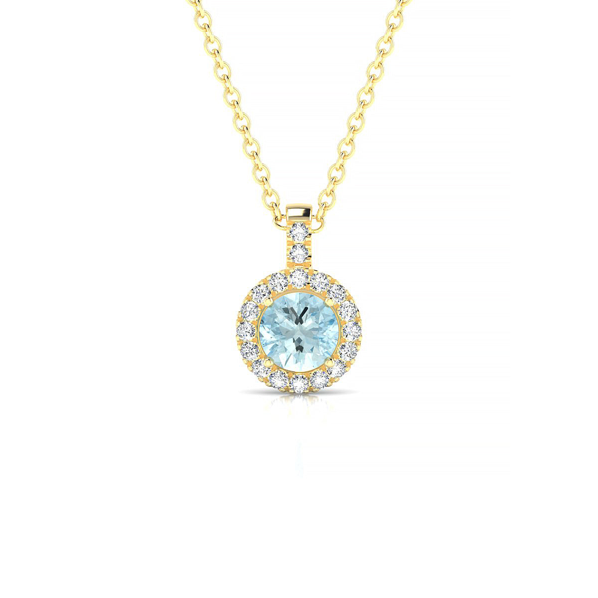Sunrise | 18k Yellow Gold 4.5 mm Round Aquamarine Pendant