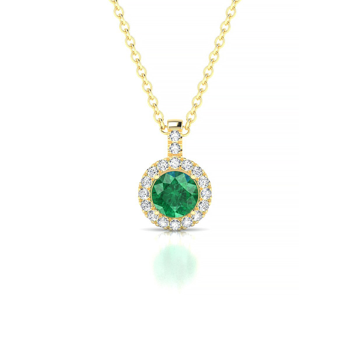 Sunrise | 18k Yellow Gold 4.5 mm Round Emerald Pendant