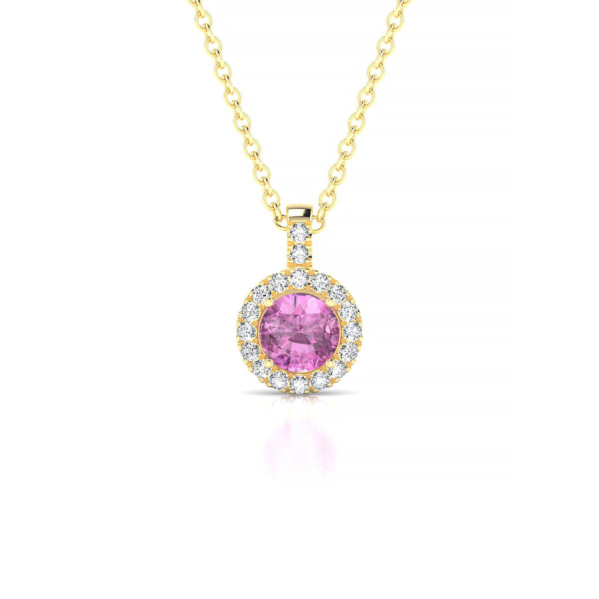 Sunrise | 18k Yellow Gold 4.5 mm Round Pink Sapphire Pendant
