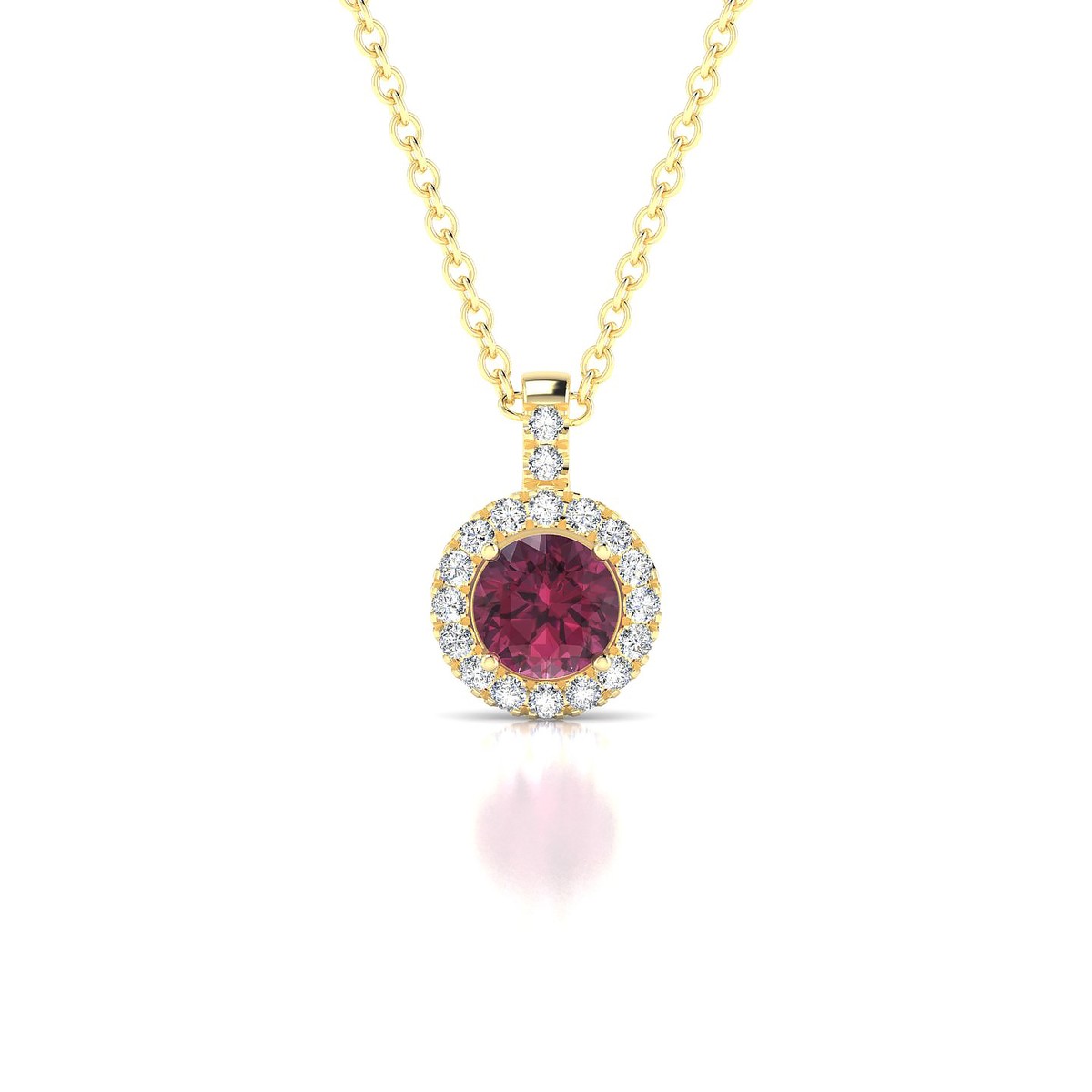 Sunrise | 18k Yellow Gold 4.5 mm Round Rhodolite Pendant