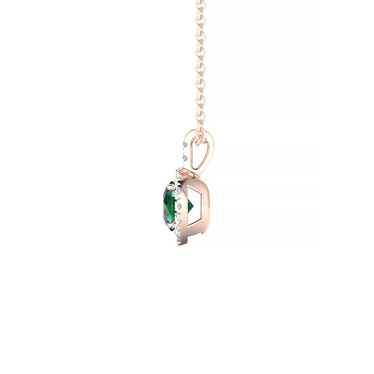 Sunrise | 18k Rose Gold 4.5 mm Round Emerald Pendant