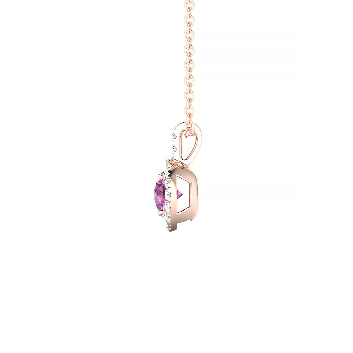 Sunrise | 18k Rose Gold 4.5 mm Round Pink Sapphire Pendant