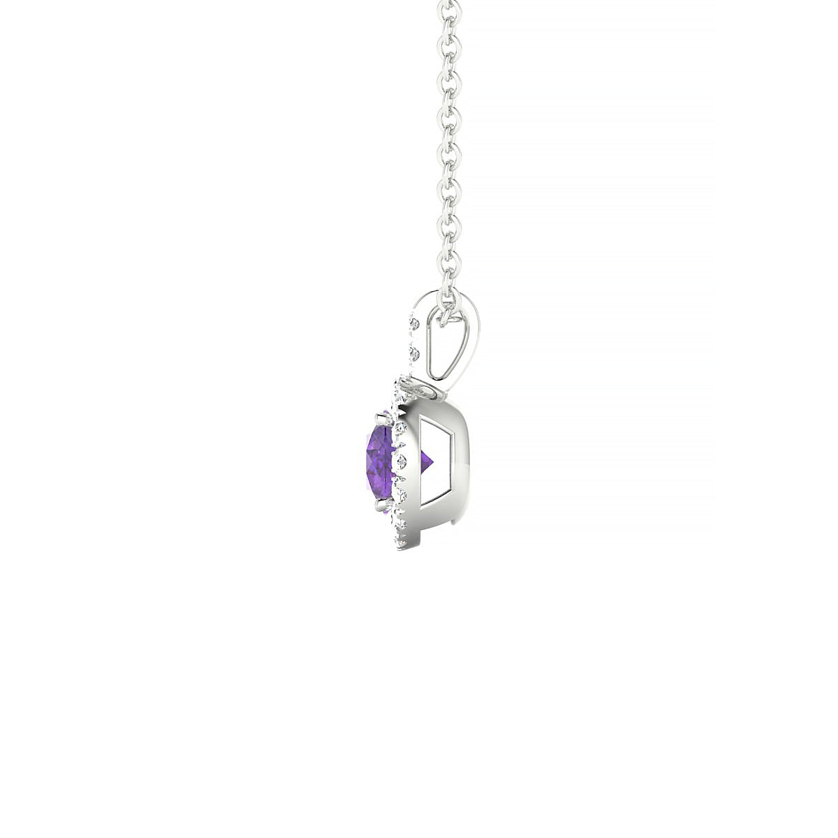 Sunrise | 18k White Gold 4.5 mm Round Amethyst Pendant