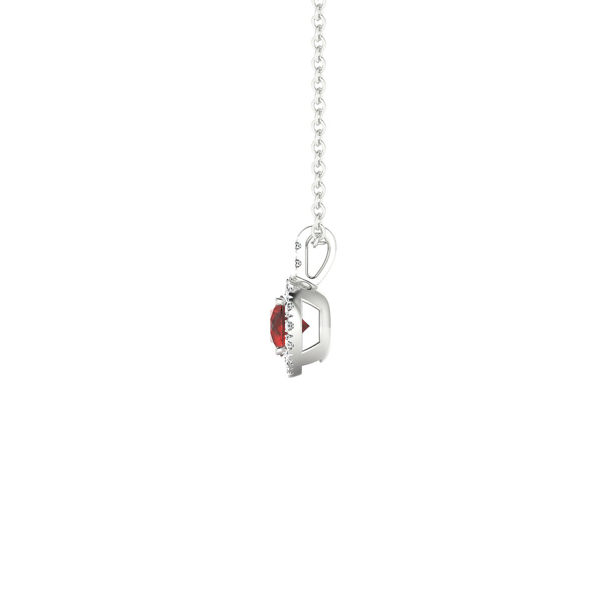 Sunrise | 18k White Gold 4.5 mm Round Garnet Pendant