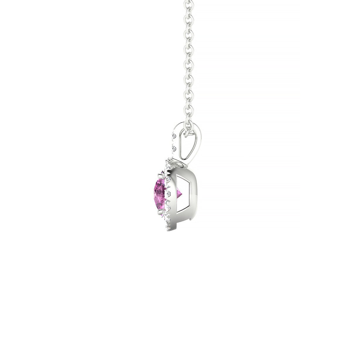 Sunrise | 18k White Gold 4.5 mm Round Pink Sapphire Pendant