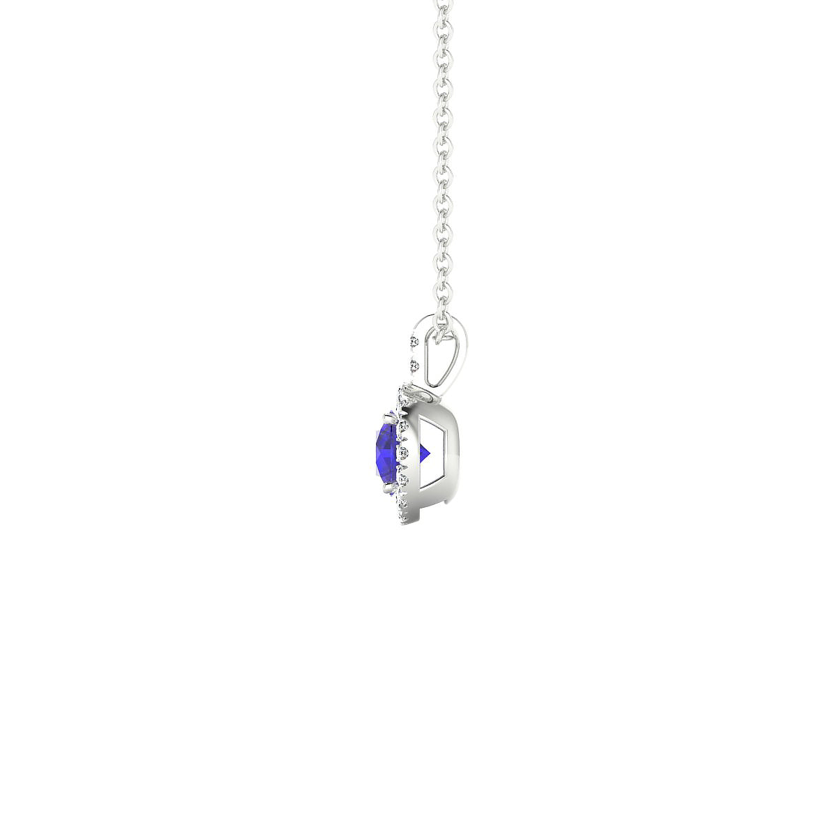 Sunrise | 18k White Gold 4.5 mm Round Tanzanite Pendant