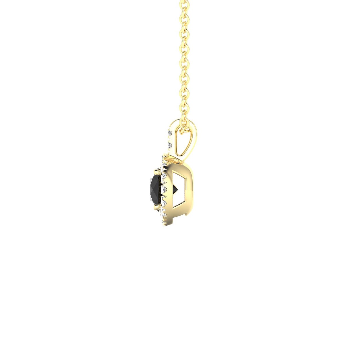 Sunrise | 18k Yellow Gold 4.5 mm Round Black Diamond Pendant