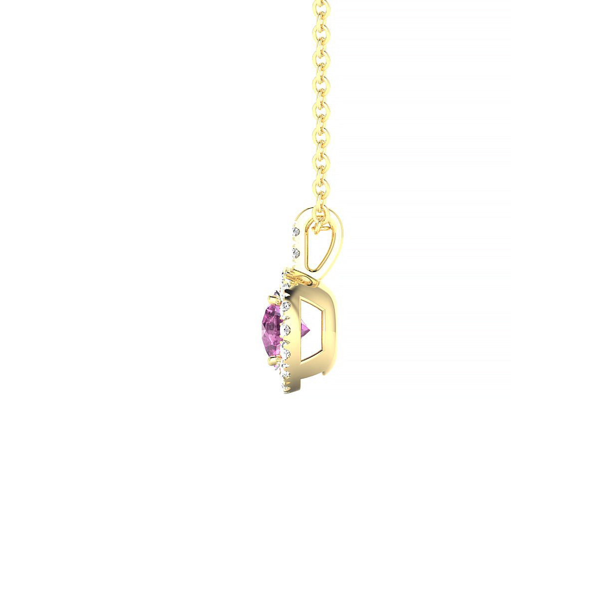Sunrise | 18k Yellow Gold 4.5 mm Round Pink Sapphire Pendant