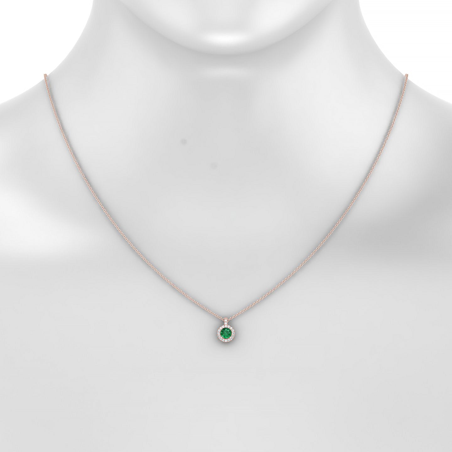 Sunrise | 18k Rose Gold 4.5 mm Round Emerald Pendant