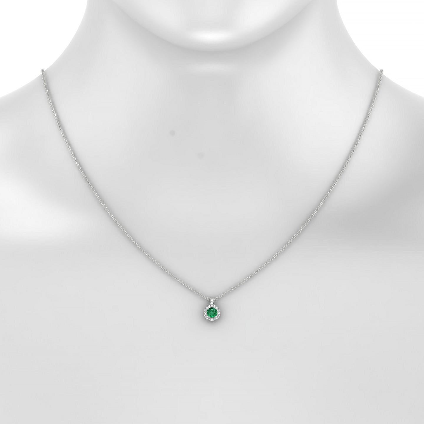 Sunrise | 18k White Gold 4.5 mm Round Emerald Pendant