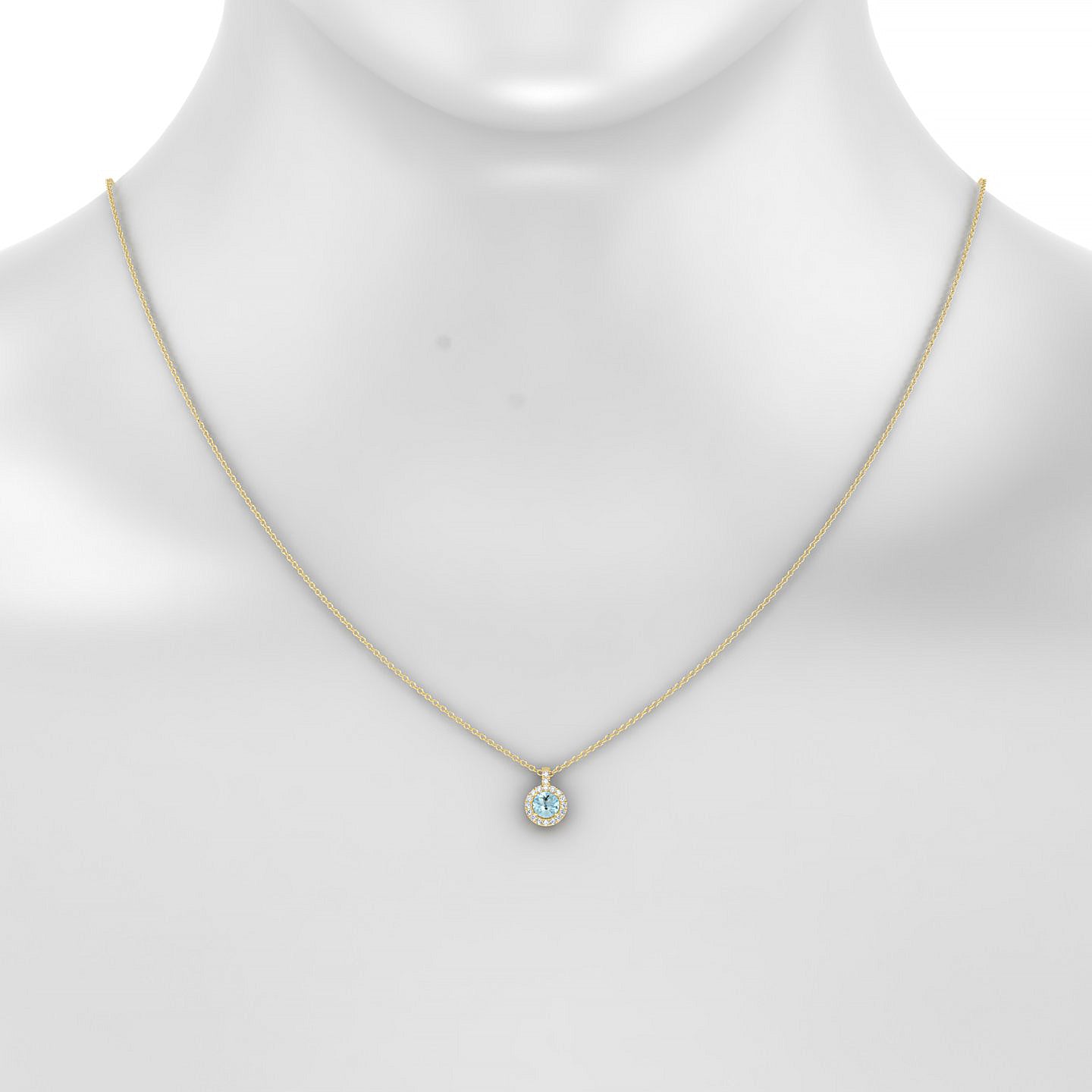 Sunrise | 18k Yellow Gold 4.5 mm Round Aquamarine Pendant