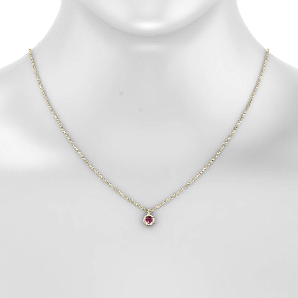 Sunrise | 18k Yellow Gold 4.5 mm Round Rhodolite Pendant