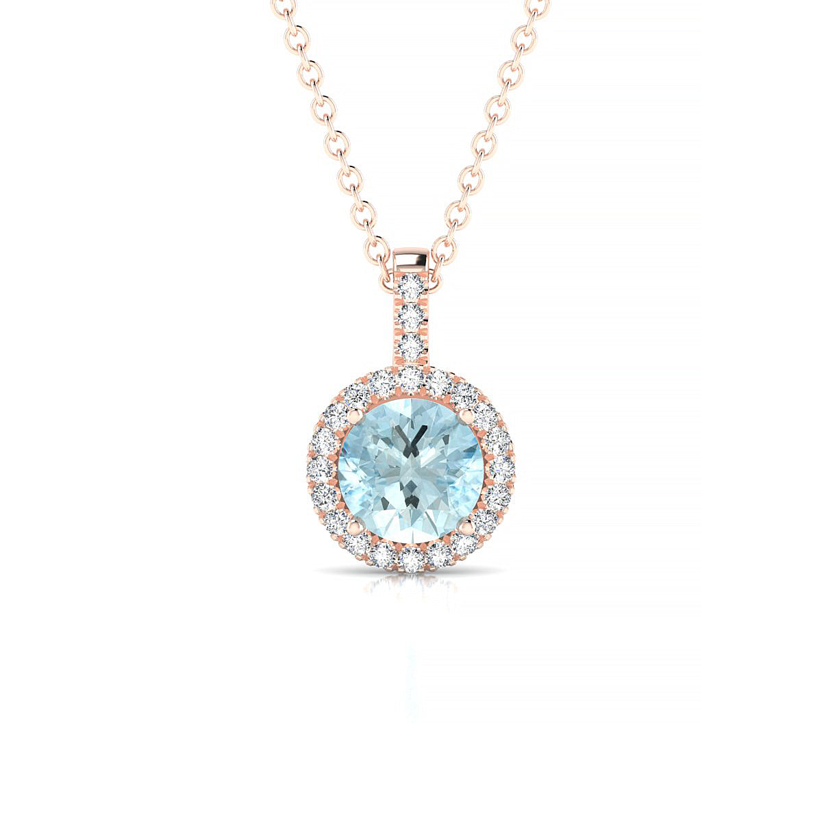 Sunrise | 18k Rose Gold 6 mm Round Aquamarine Pendant
