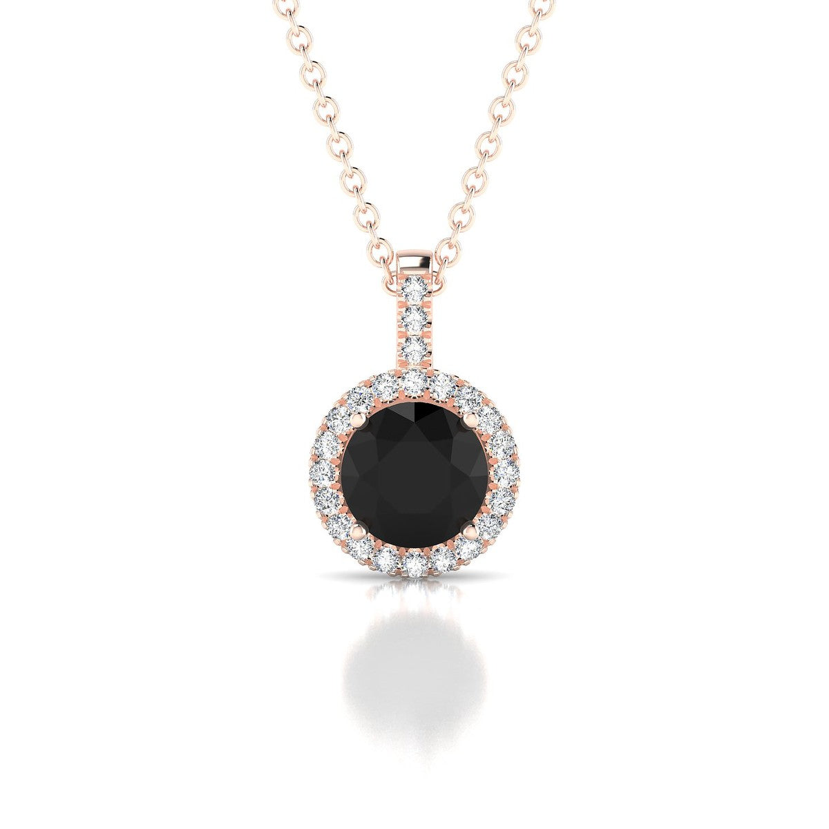 Sunrise | 18k Rose Gold 6 mm Round Black Diamond Pendant