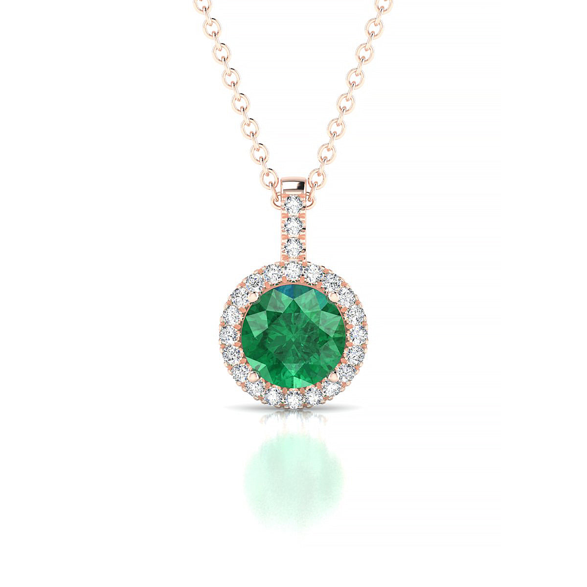 Sunrise | 18k Rose Gold 6 mm Round Emerald Pendant