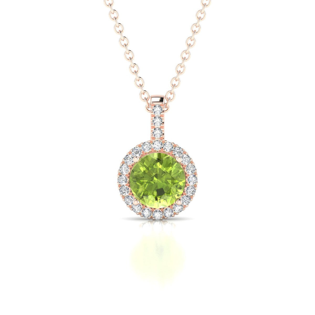 Sunrise | 18k Rose Gold 6 mm Round Peridot Pendant