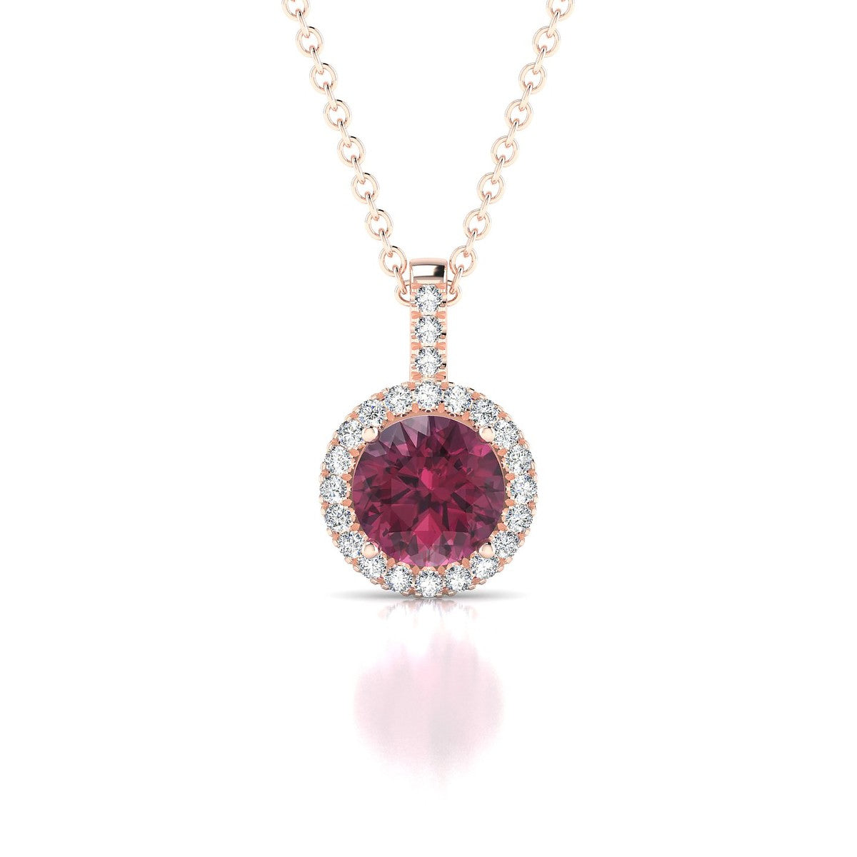 Sunrise | 18k Rose Gold 6 mm Round Rhodolite Pendant