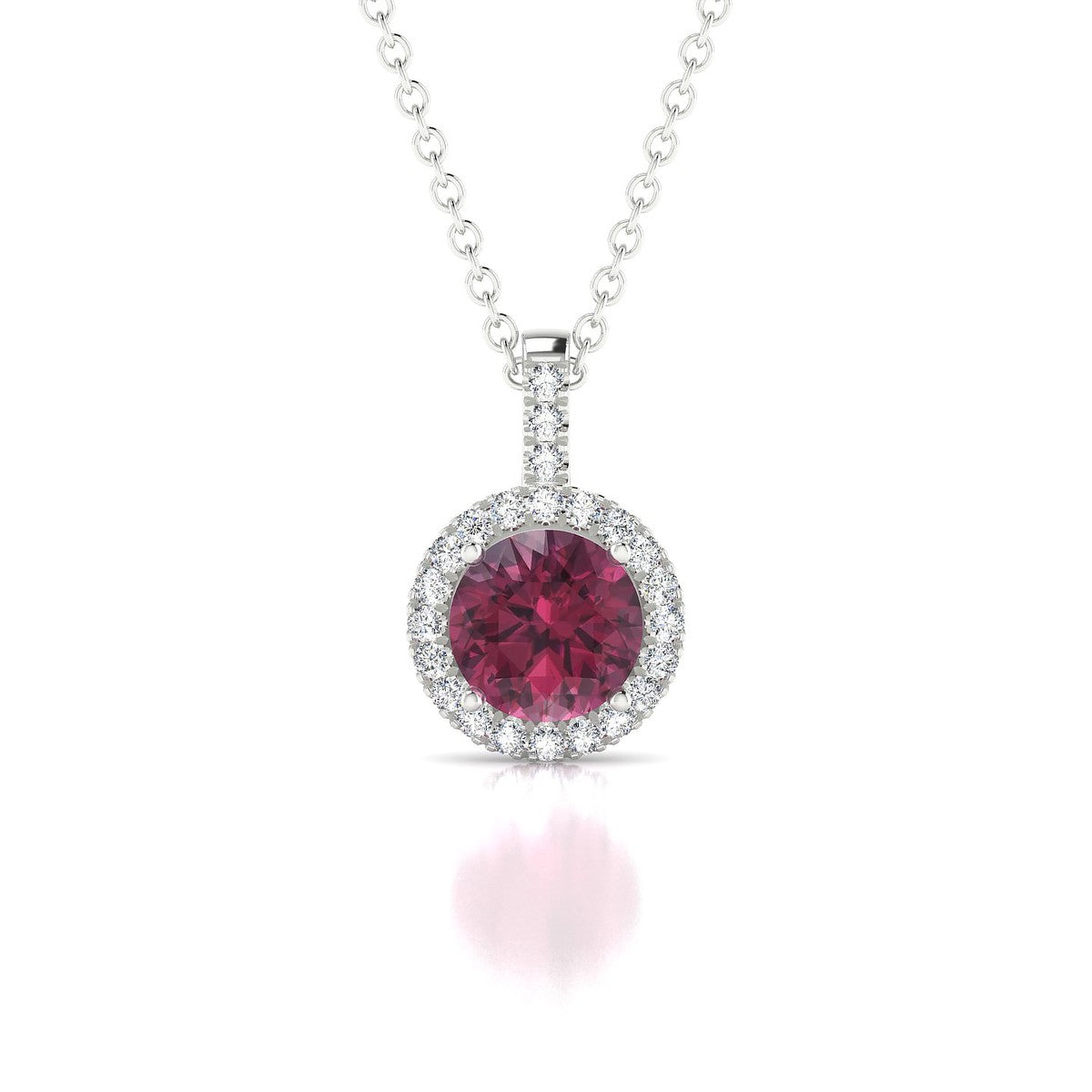 Sunrise | 18k White Gold 6 mm Round Rhodolite Pendant
