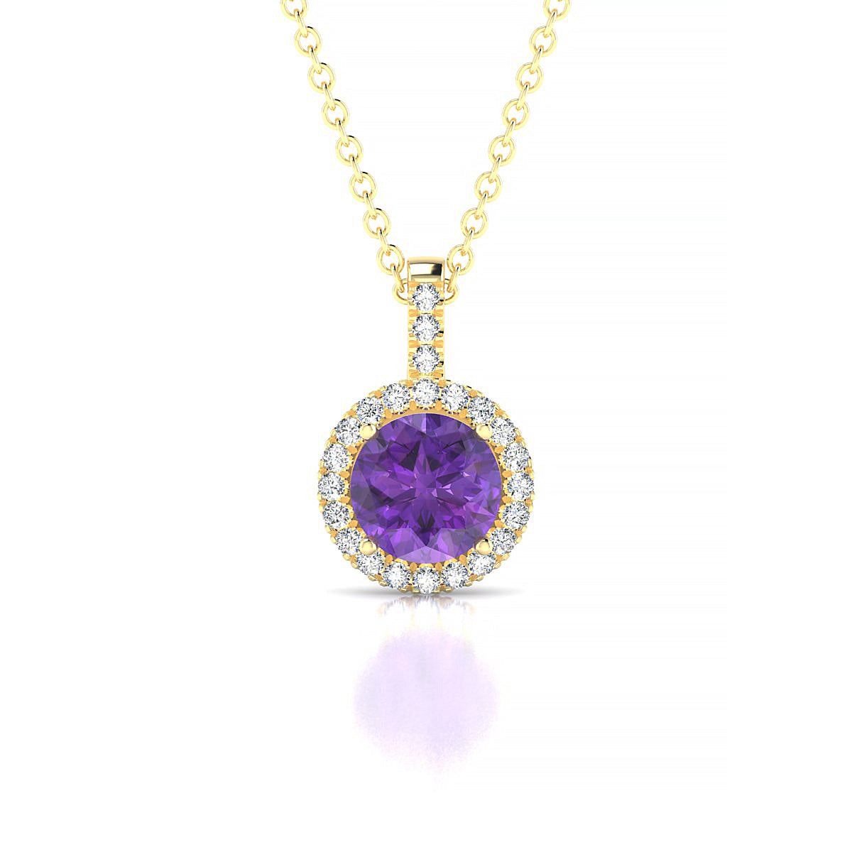 Sunrise | 18k Yellow Gold 6 mm Round Amethyst Pendant