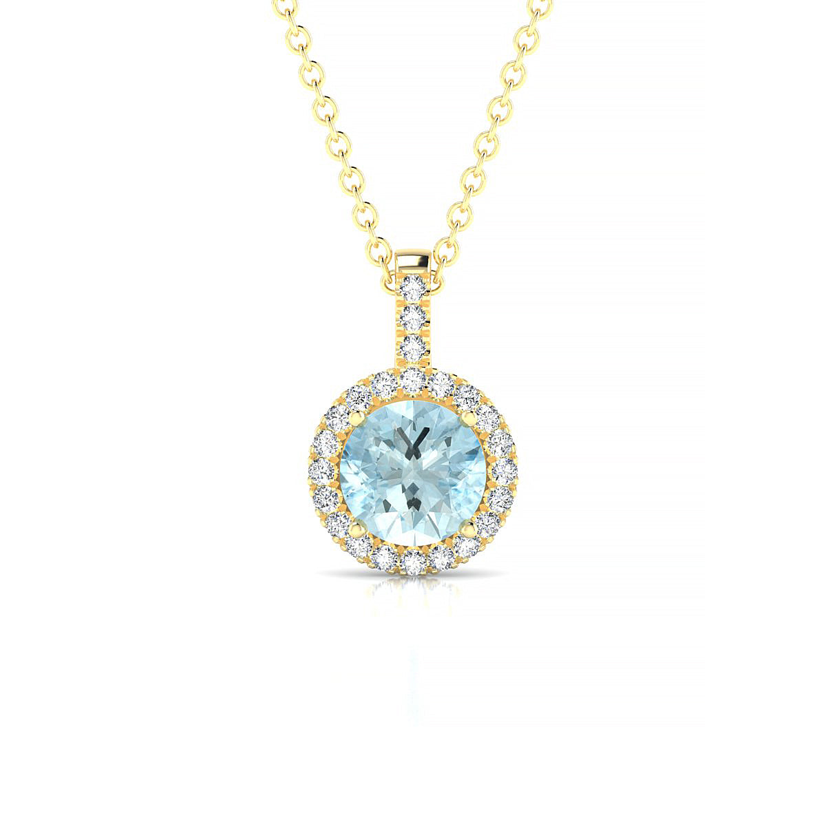 Sunrise | 18k Yellow Gold 6 mm Round Aquamarine Pendant