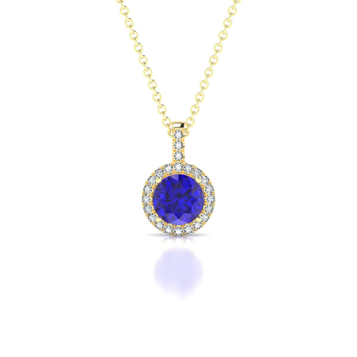 Sunrise | 18k Yellow Gold 6 mm Round Tanzanite Pendant