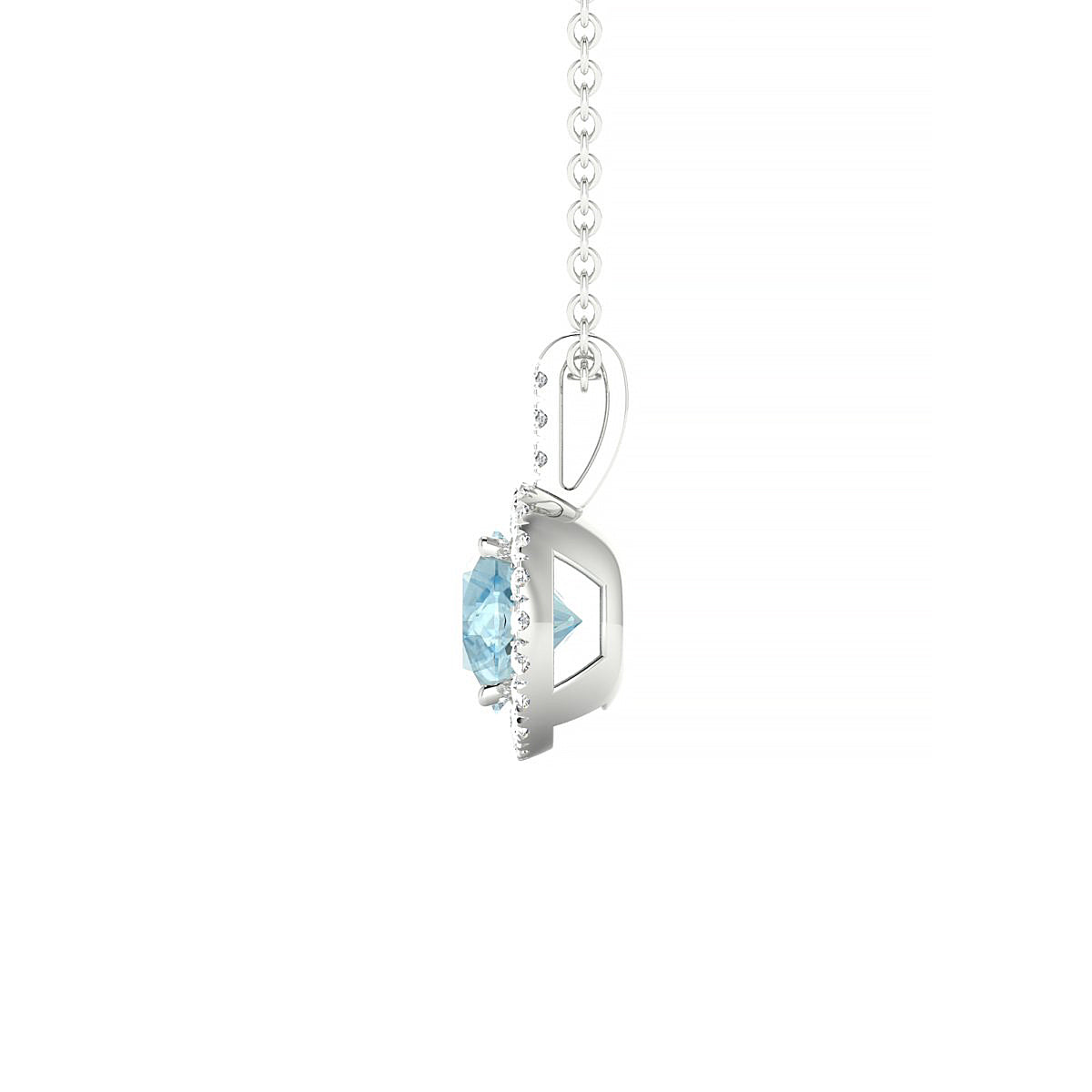 Sunrise | 18k White Gold 6 mm Round Aquamarine Pendant