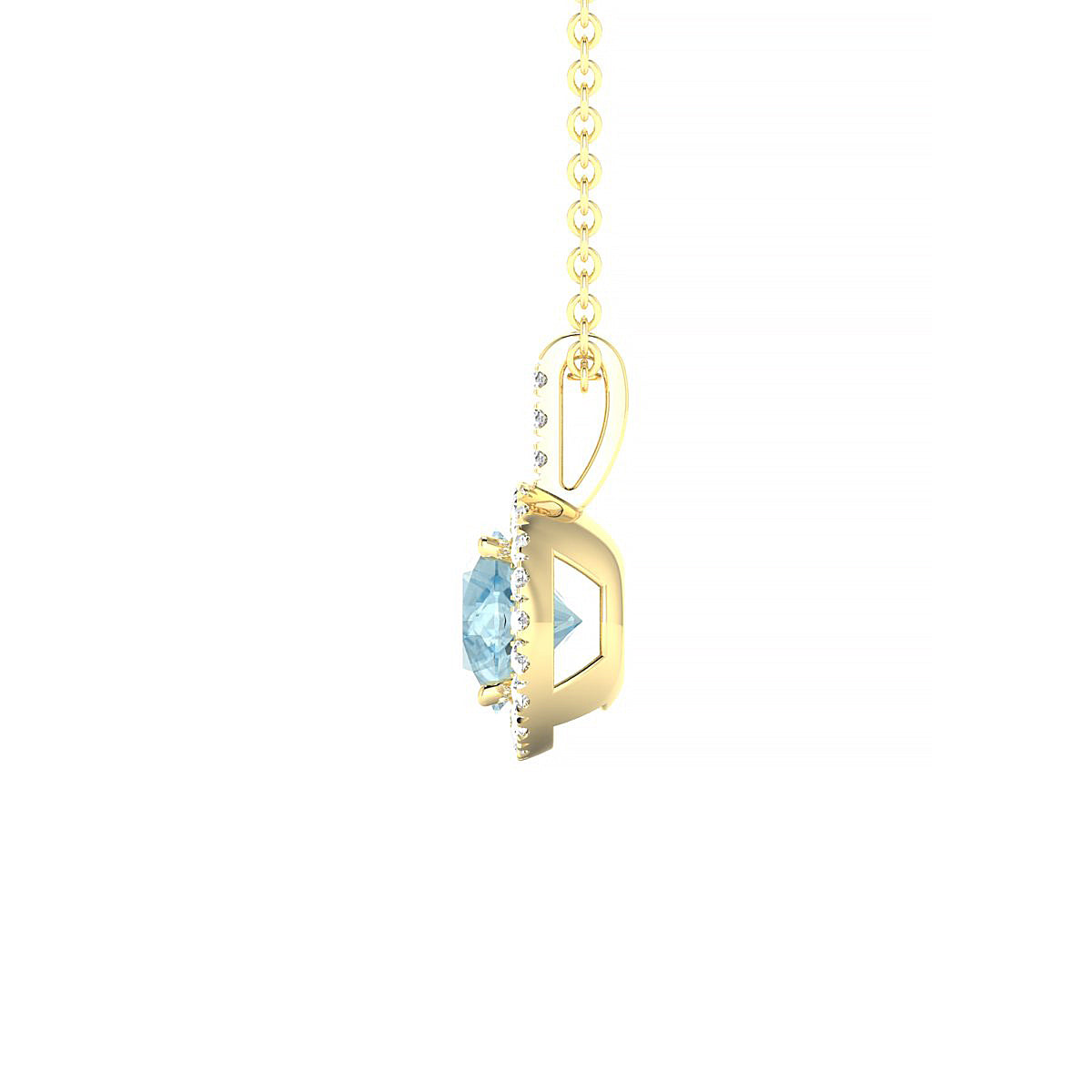 Sunrise | 18k Yellow Gold 6 mm Round Aquamarine Pendant
