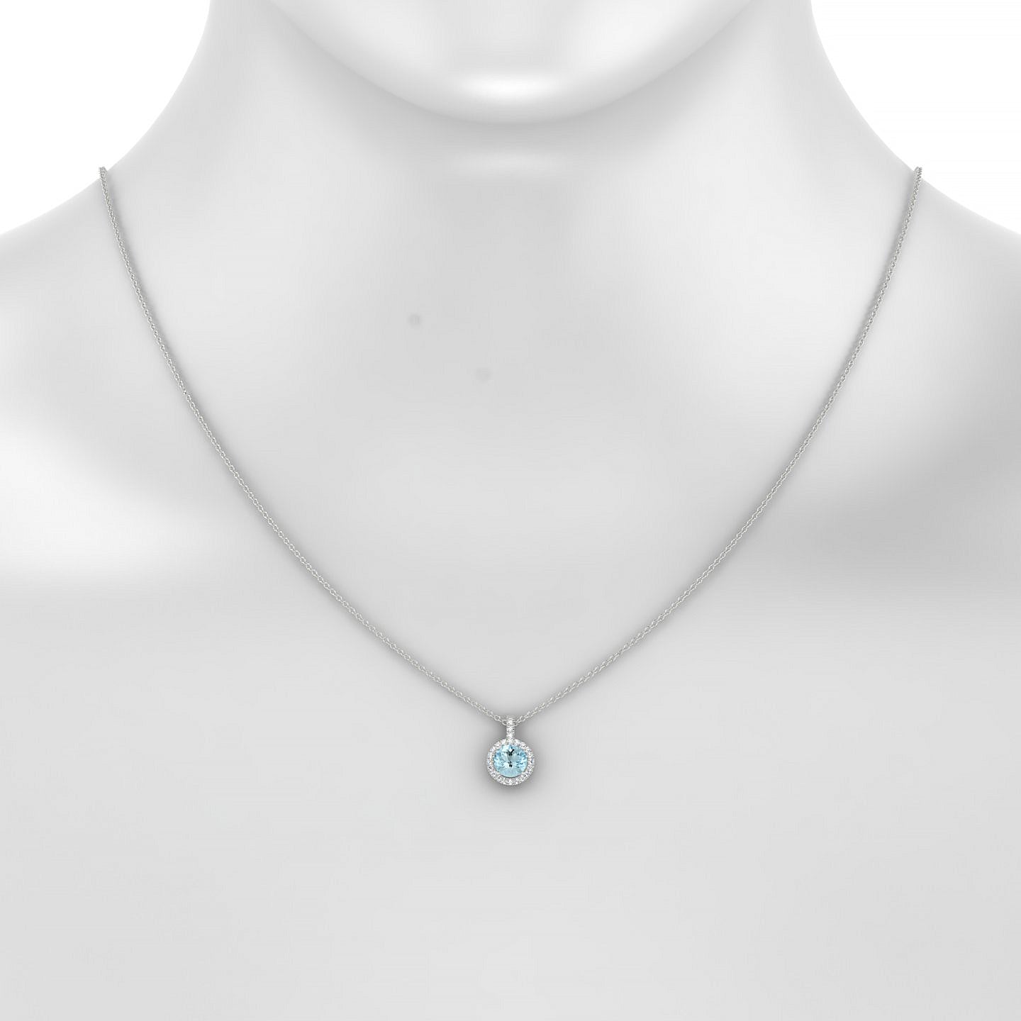 Sunrise | 18k White Gold 6 mm Round Aquamarine Pendant