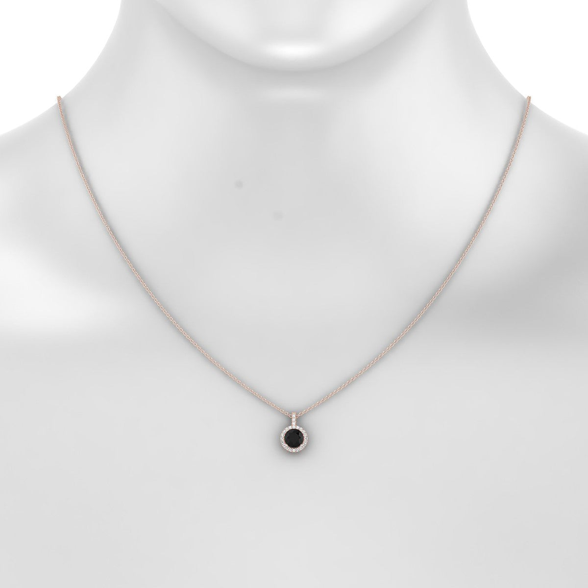 Sunrise | 18k Rose Gold 6 mm Round Black Diamond Pendant